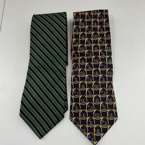 Paul Frederick - Men’s 100% Silk Neck Tie Lot of 2 equestrian USA